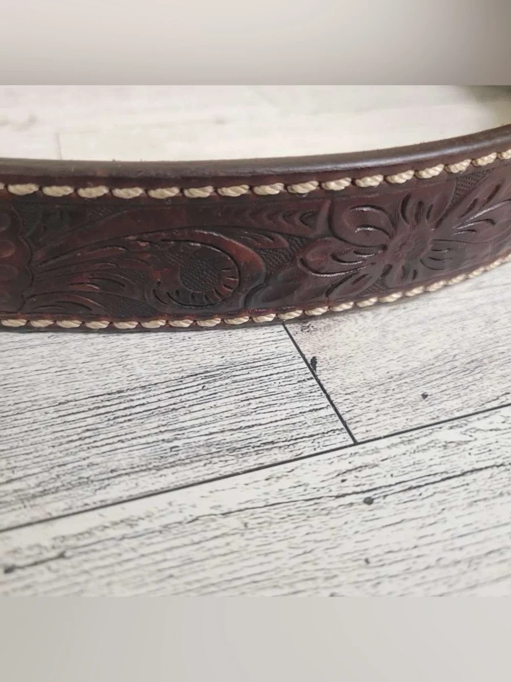 Men's Tony Lama Brown Leather Pork Producer Tooled  Western Cowboy Belt Size 38